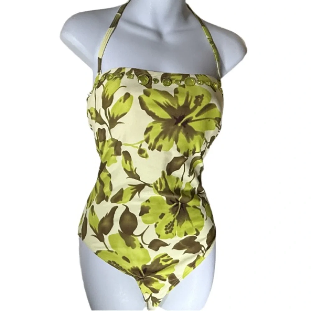 NWT NEWPORT NEWS | Tropical Floral Halter One Piece Swimsuit Swimwear Beach 14